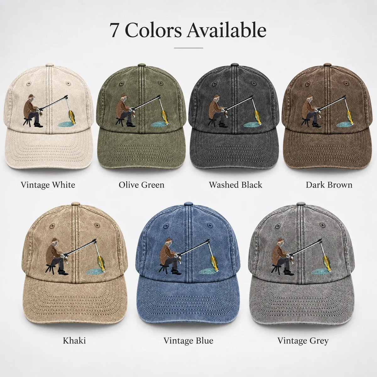 🧢 Catch of the Day Interactive Fishing Cap –🎁 Vintage Washed Moving Fish Hat
