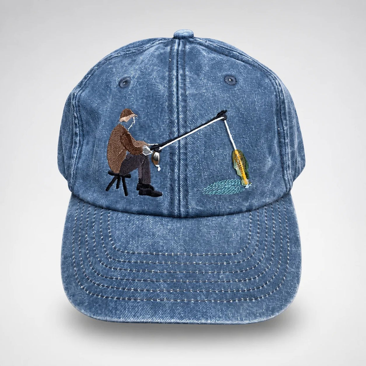 🧢 Catch of the Day Interactive Fishing Cap –🎁 Vintage Washed Moving Fish Hat