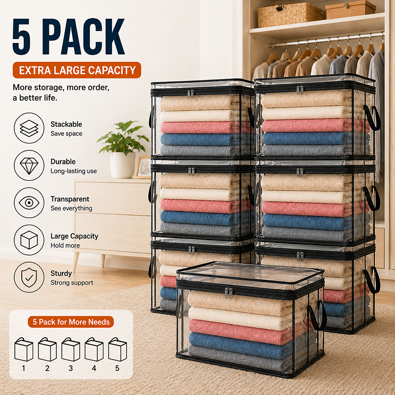 🔥Last Day 49% OFF📦Portable Large Heavy-Duty Thick Plastic Clear Storage Box