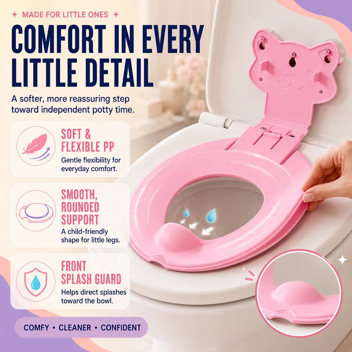 🐻 Flip-Down Toddler Toilet Training Seat – Cleaner, Easier Potty Training!!!