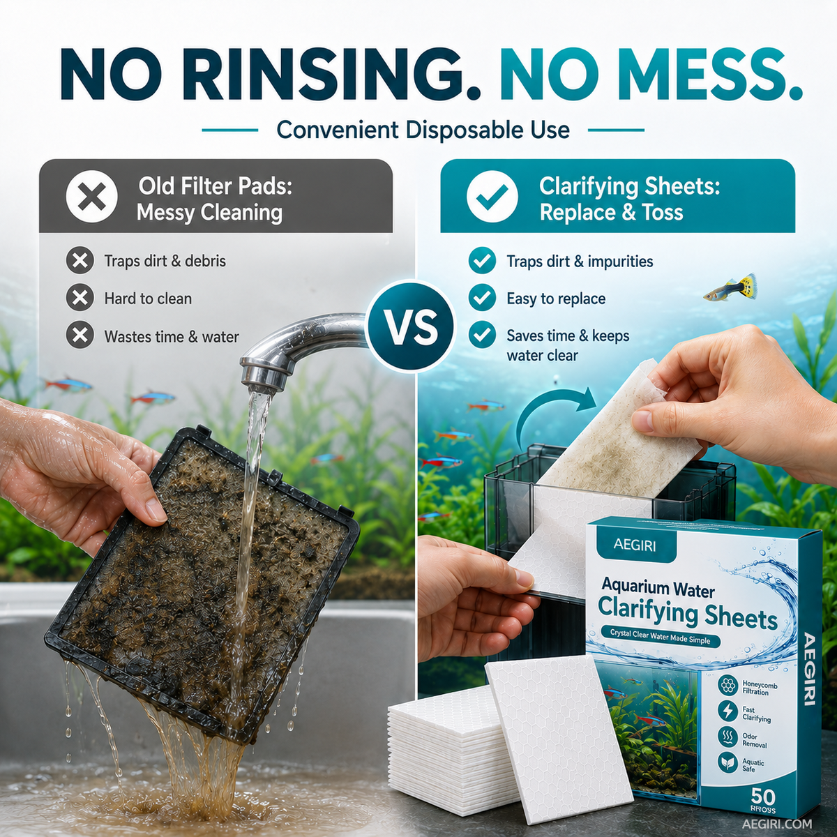 ✨ AQUARIUM CLARIFYING SHEETS - Crystal Clear Water in 24 Hours, Removes Odors and Impurities, Safe for All Fish and Plants 🌿🔮