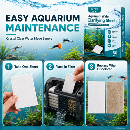 ✨ AQUARIUM CLARIFYING SHEETS - Crystal Clear Water in 24 Hours, Removes Odors and Impurities, Safe for All Fish and Plants 🌿🔮