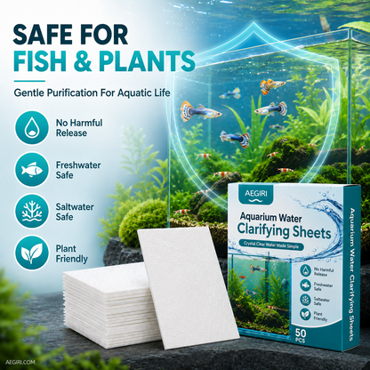 ✨ AQUARIUM CLARIFYING SHEETS - Crystal Clear Water in 24 Hours, Removes Odors and Impurities, Safe for All Fish and Plants 🌿🔮
