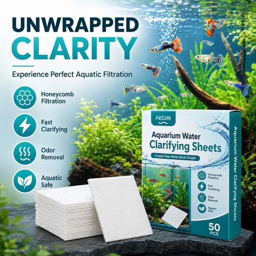 ✨ AQUARIUM CLARIFYING SHEETS - Crystal Clear Water in 24 Hours, Removes Odors and Impurities, Safe for All Fish and Plants 🌿🔮