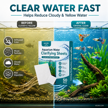 ✨ AQUARIUM CLARIFYING SHEETS - Crystal Clear Water in 24 Hours, Removes Odors and Impurities, Safe for All Fish and Plants 🌿🔮