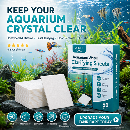 ✨ AQUARIUM CLARIFYING SHEETS - Crystal Clear Water in 24 Hours, Removes Odors and Impurities, Safe for All Fish and Plants 🌿🔮