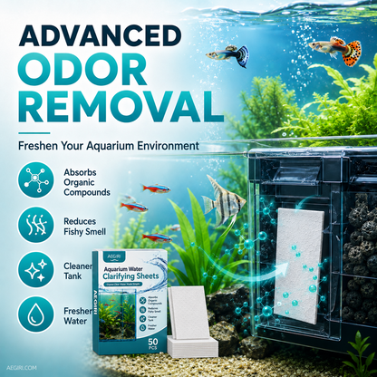 ✨ AQUARIUM CLARIFYING SHEETS - Crystal Clear Water in 24 Hours, Removes Odors and Impurities, Safe for All Fish and Plants 🌿🔮