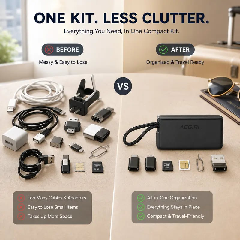 🧳  Pocket Tech Kit – All-in-One Charging, Data Sync & Travel Companion!