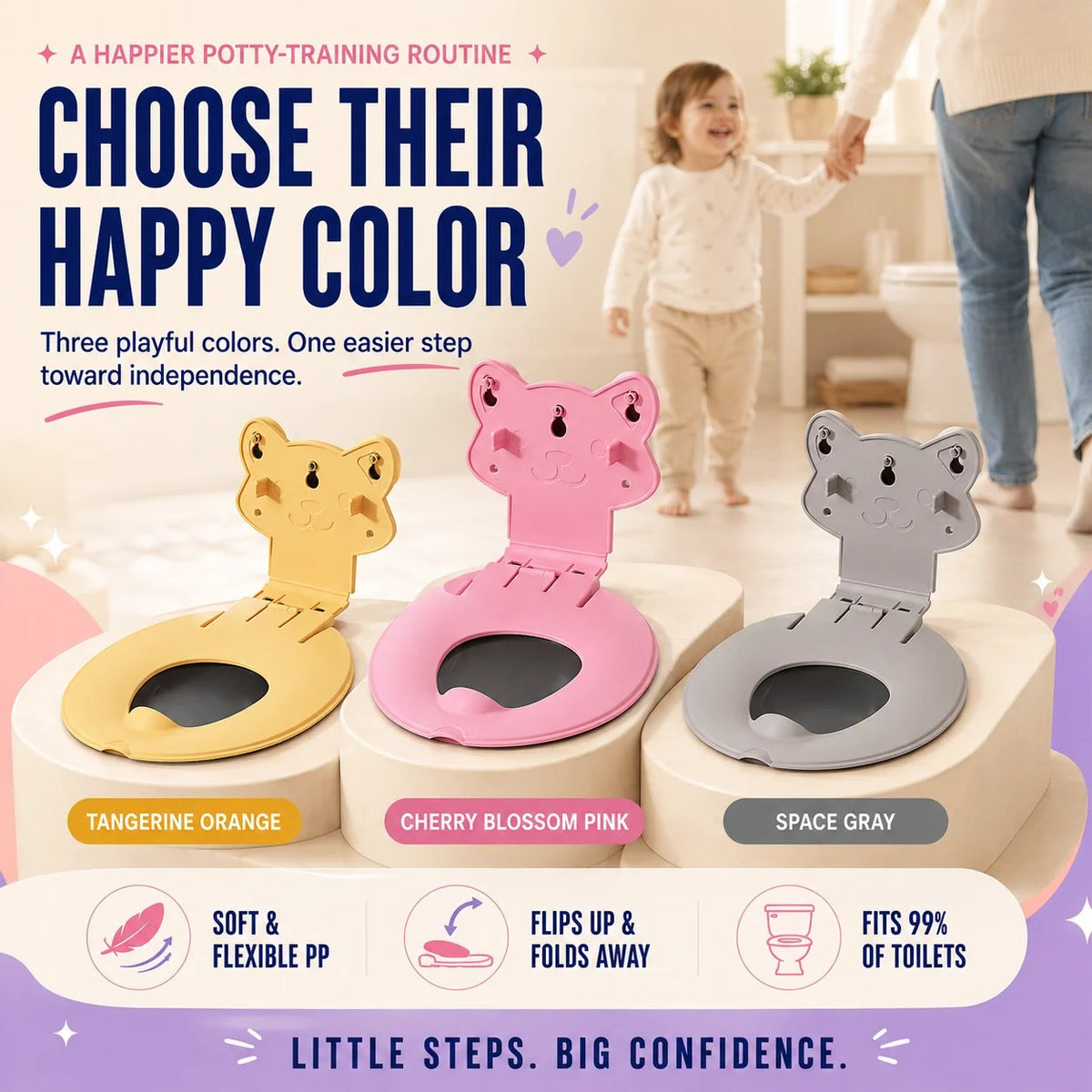 🐻 Flip-Down Toddler Toilet Training Seat – Cleaner, Easier Potty Training!!!