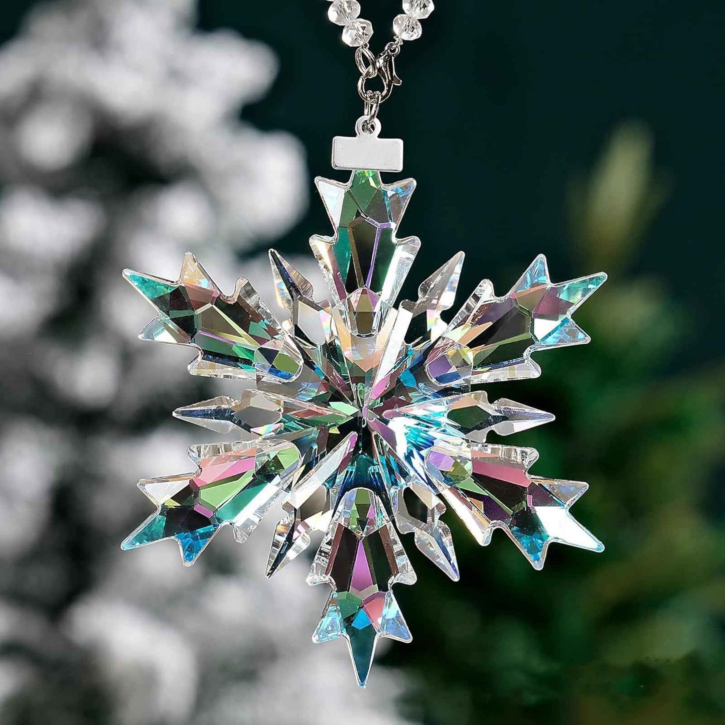 Cwkbzc🎉Crystal Snowflake Suncatcher Christmas Ornament