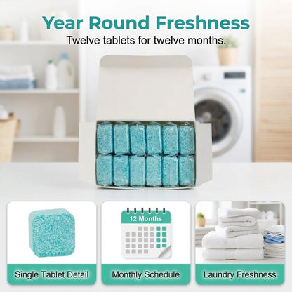 12 Count Washing Machine Cleaner Tablets - Fragrance-Free Pet Odor & Hair Remover