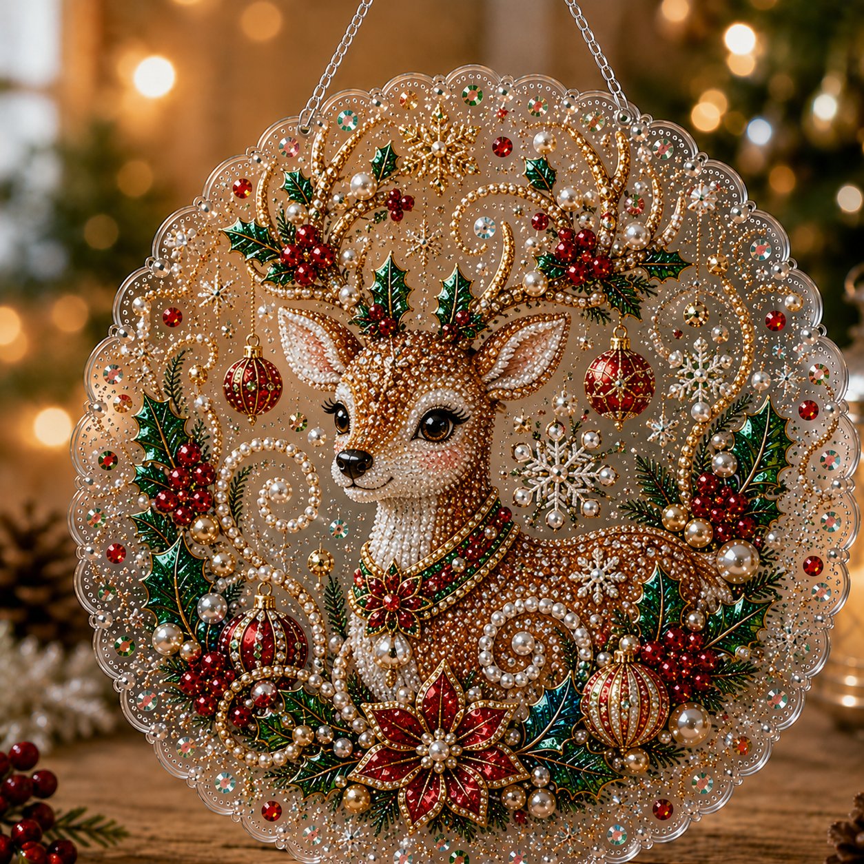 🎄 LIMITED TIME!! 49% OFF – ✨ Christmas Pearl Diamond Art Hanging Ornament Kit