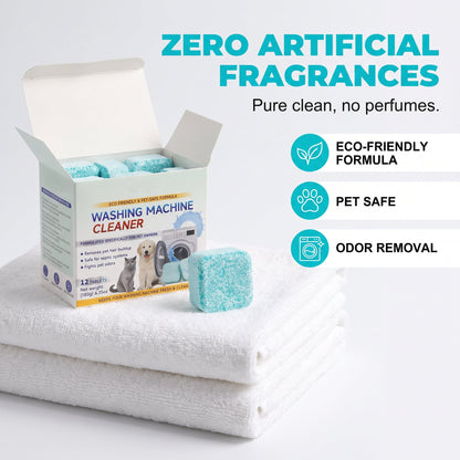 12 Count Washing Machine Cleaner Tablets - Fragrance-Free Pet Odor & Hair Remover