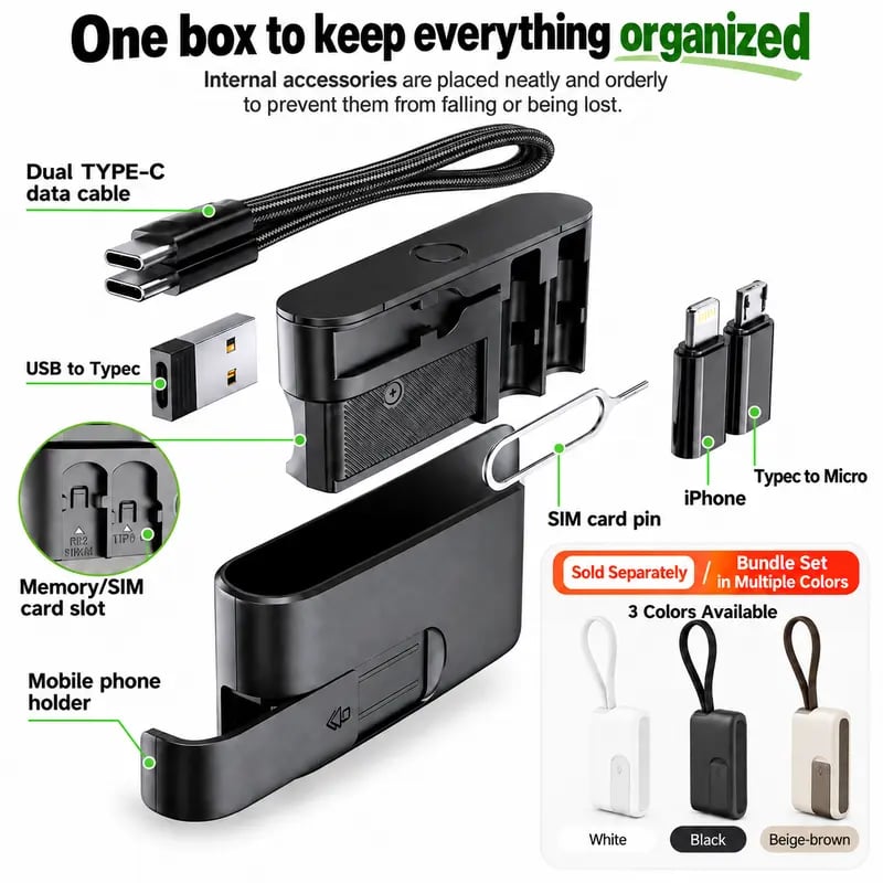 🧳  Pocket Tech Kit – All-in-One Charging, Data Sync & Travel Companion!