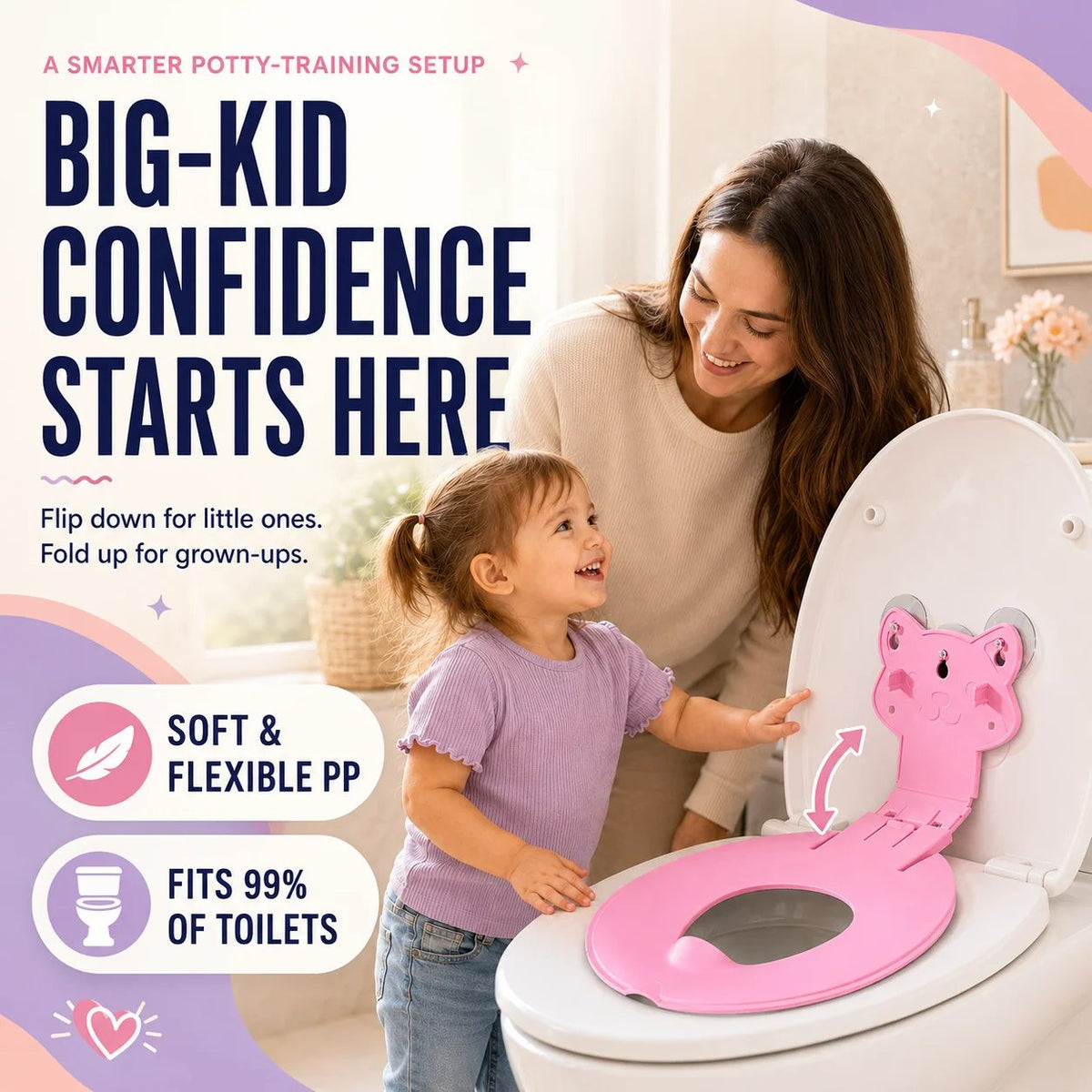 🐻 Flip-Down Toddler Toilet Training Seat – Cleaner, Easier Potty Training!!!