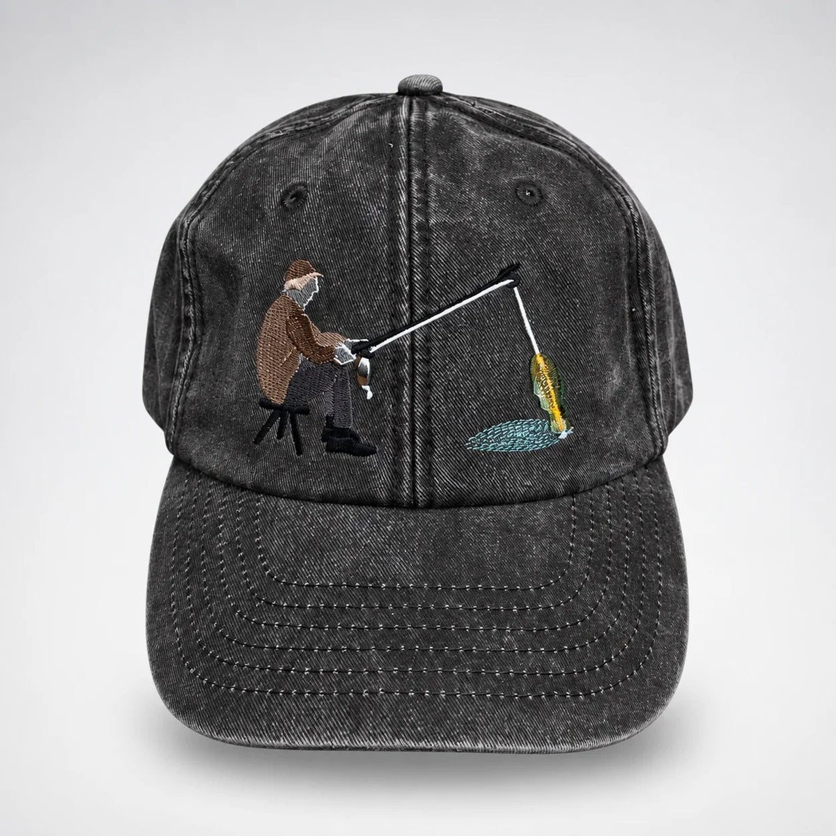 🧢 Catch of the Day Interactive Fishing Cap –🎁 Vintage Washed Moving Fish Hat