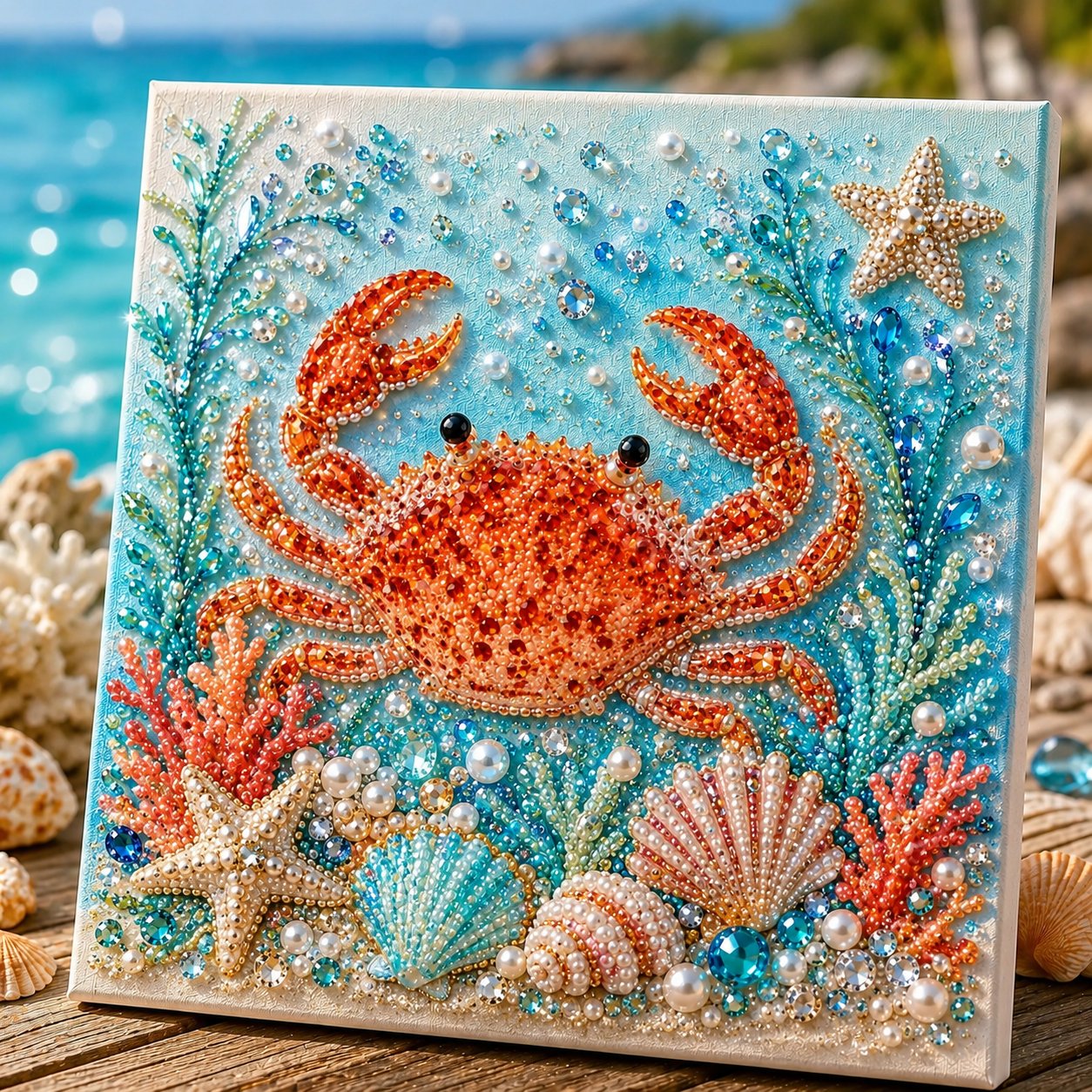 🔥 50% OFF - 🌊✨ Ocean Theme Pearl Art DIY Kit – Relaxing DIY Craft to Create Stunning Coastal Artwork
