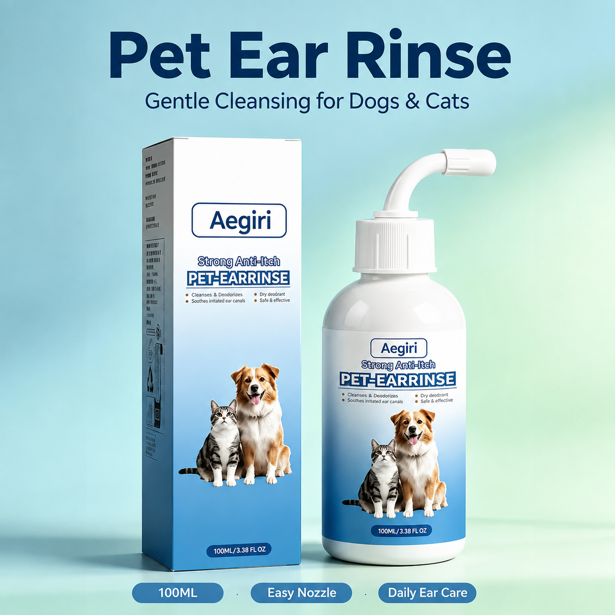 Gentle Pet Ear Wash | Odor-Free Cleaning for Dogs & Cats🌿
