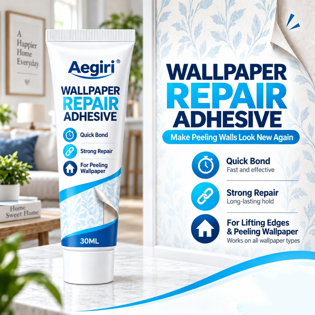 Heavy-Duty Wallpaper Repair Adhesive with Scraper
