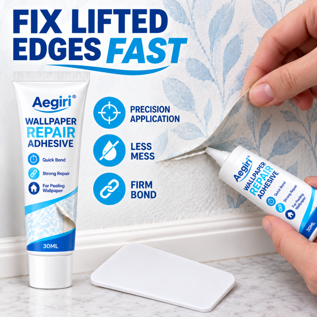 Heavy-Duty Wallpaper Repair Adhesive with Scraper