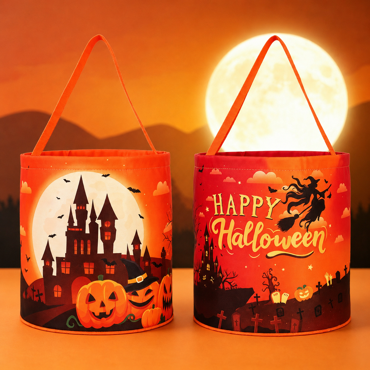 Halloween Candy Bucket – Reusable Trick-or-Treat Treat Bag