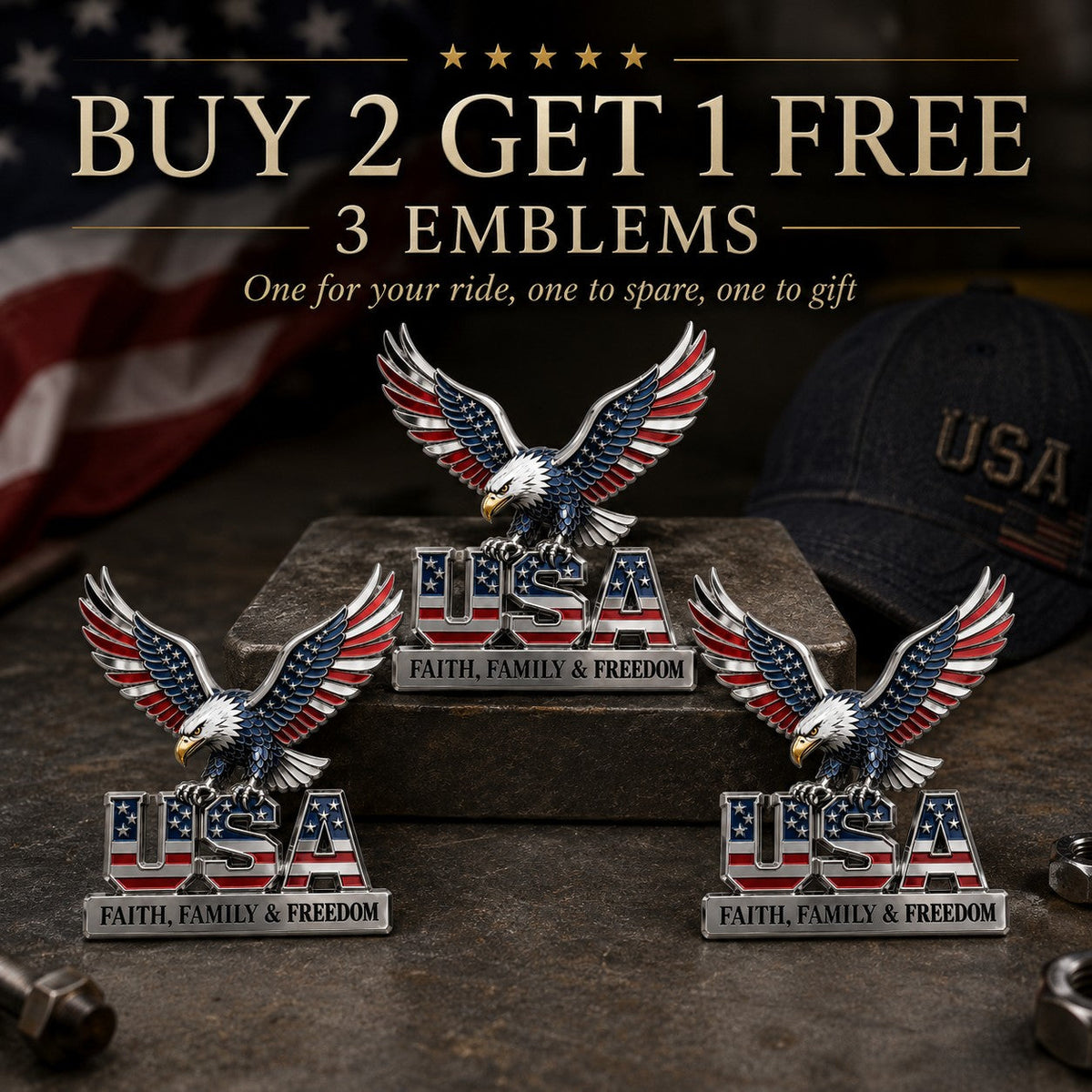 250th Anniversary 49% OFF - ★USA Faith, Family & Freedom★ Metal Emblem