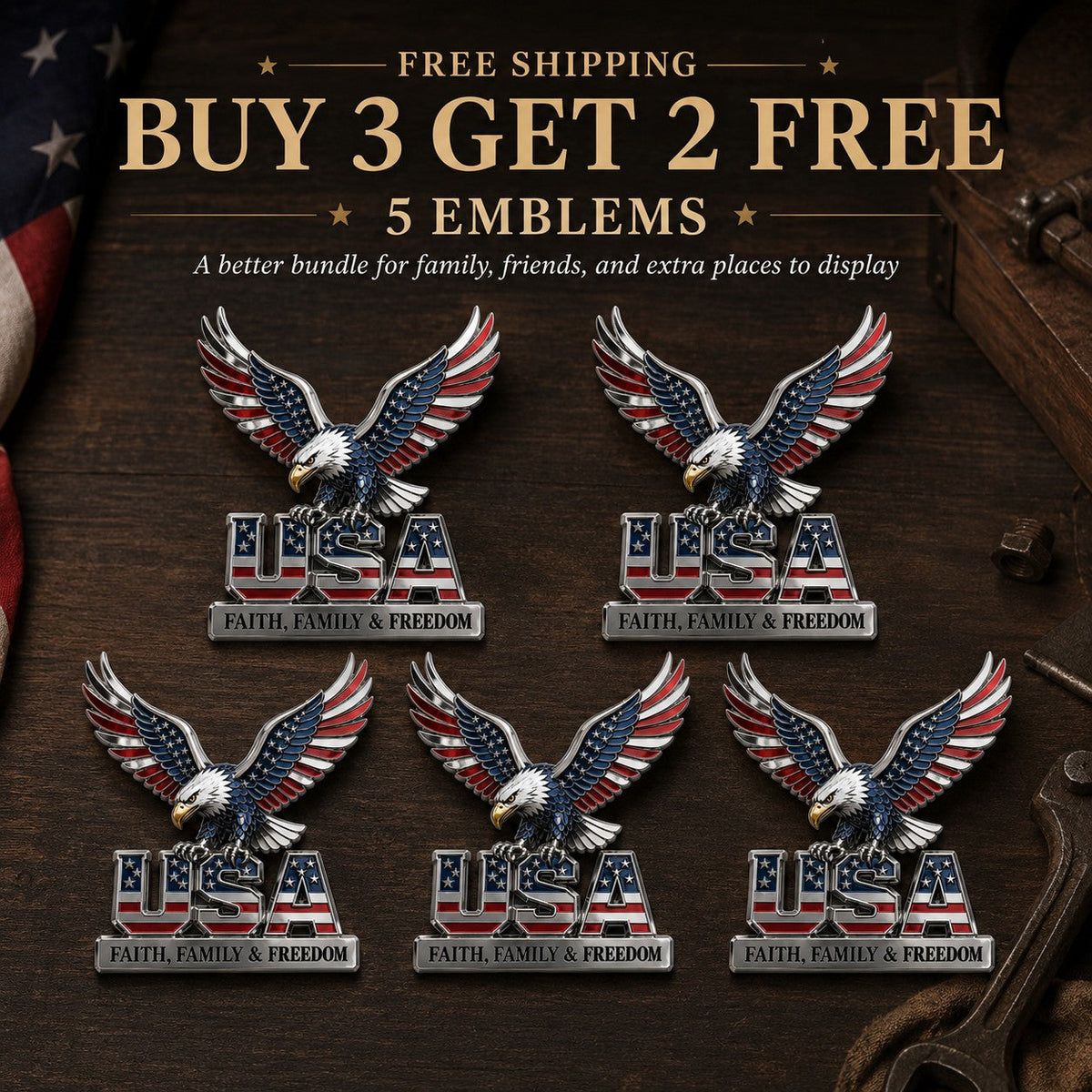 250th Anniversary 49% OFF - ★USA Faith, Family & Freedom★ Metal Emblem