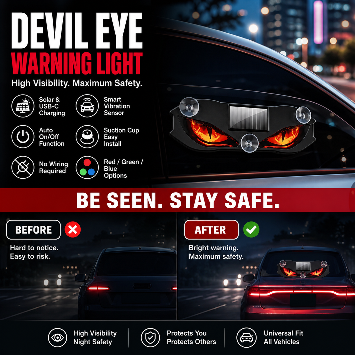 🚗🔆 Solar-Powered LED Car Warning Light 🔥🛡️
