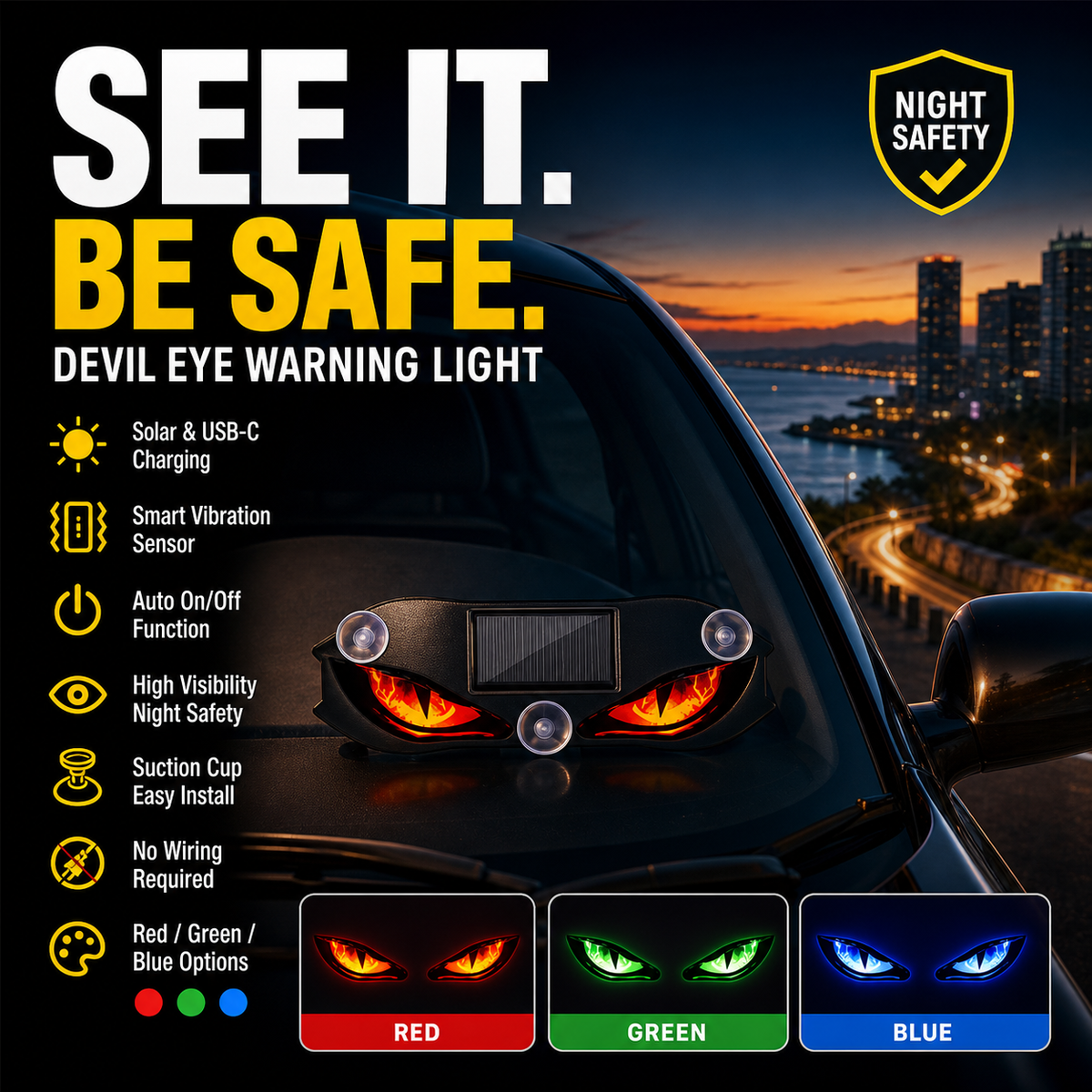 🚗🔆 Solar-Powered LED Car Warning Light 🔥🛡️