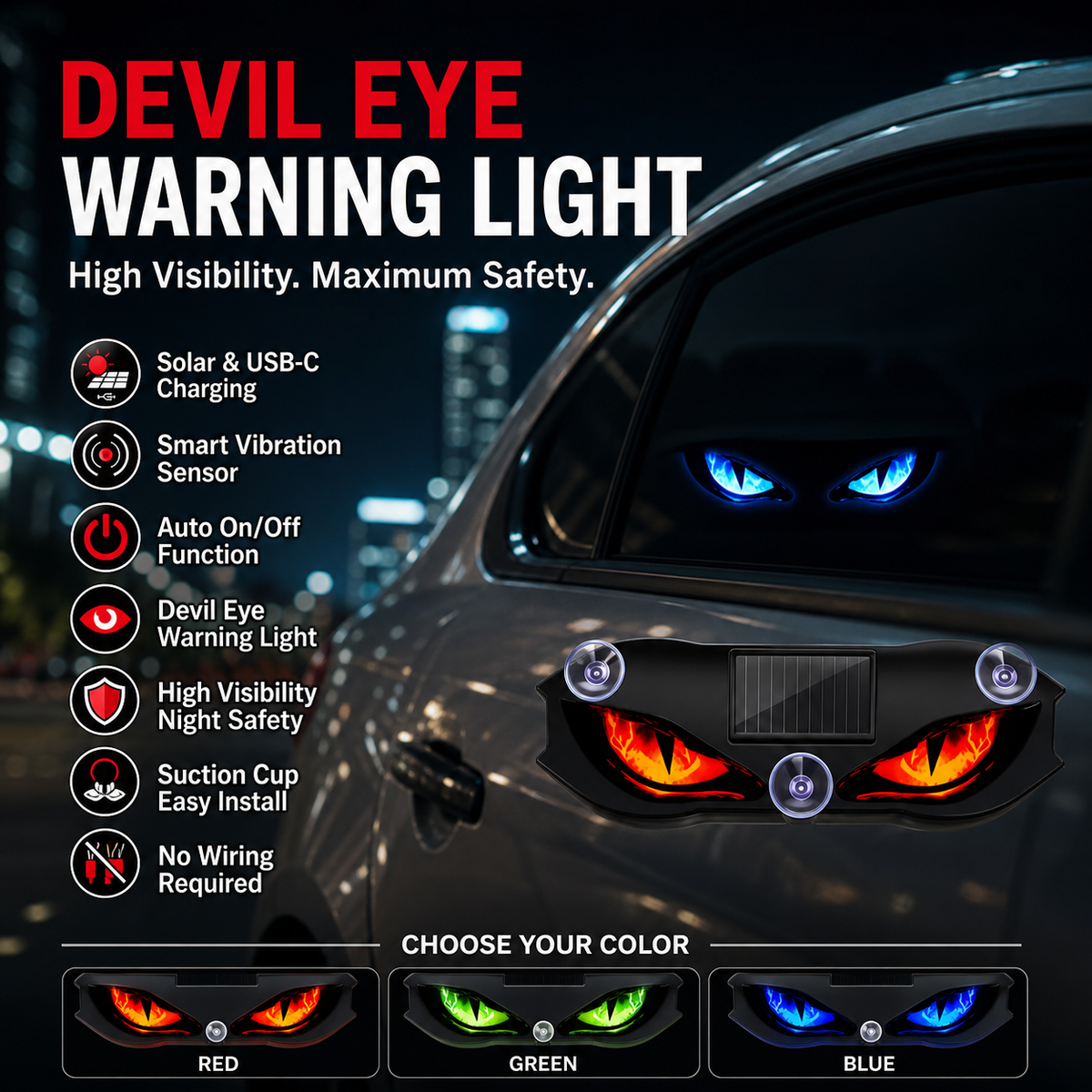 🚗🔆 Solar-Powered LED Car Warning Light 🔥🛡️