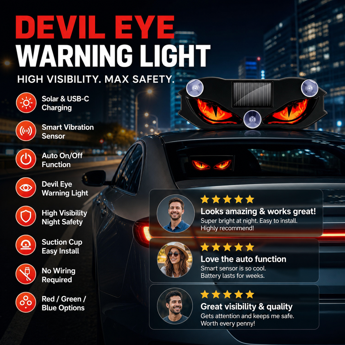🚗🔆 Solar-Powered LED Car Warning Light 🔥🛡️