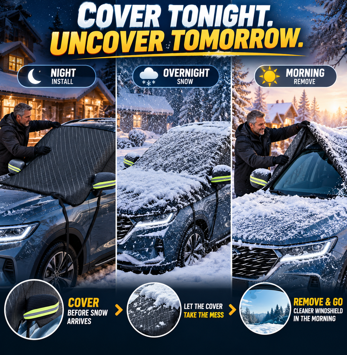 💞54K+ SOLD!🔥All-Season Windshield Snow Cover with Mirror Protection❄️