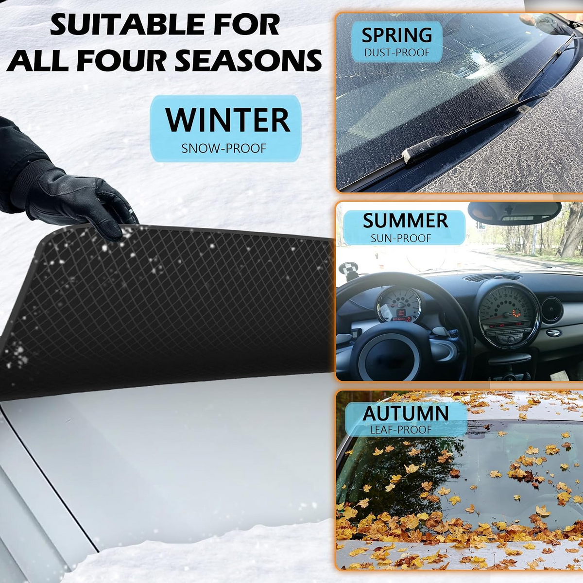 💞54K+ SOLD!🔥All-Season Windshield Snow Cover with Mirror Protection❄️