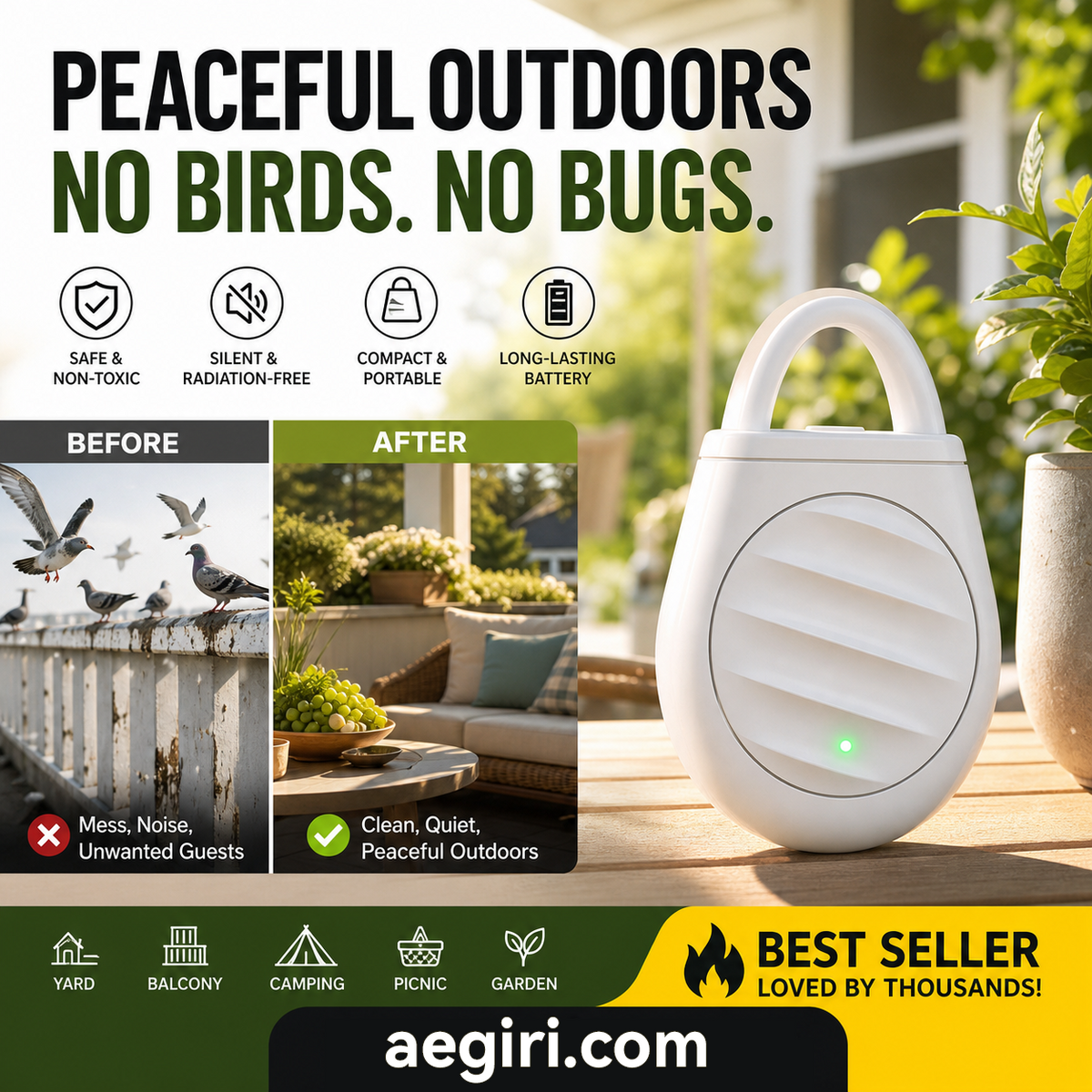 🏆  🐦🎁No more trouble from birds, beasts and locusts-Portable Ultrasonic Bird Repellent Keychain