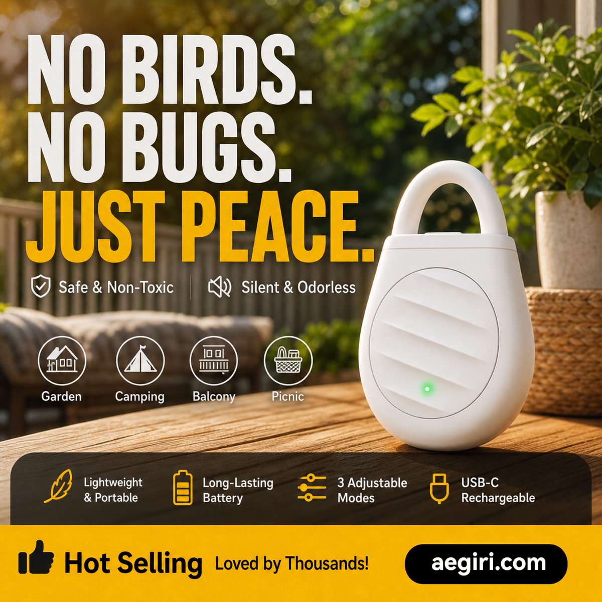 🏆  🐦🎁No more trouble from birds, beasts and locusts-Portable Ultrasonic Bird Repellent Keychain
