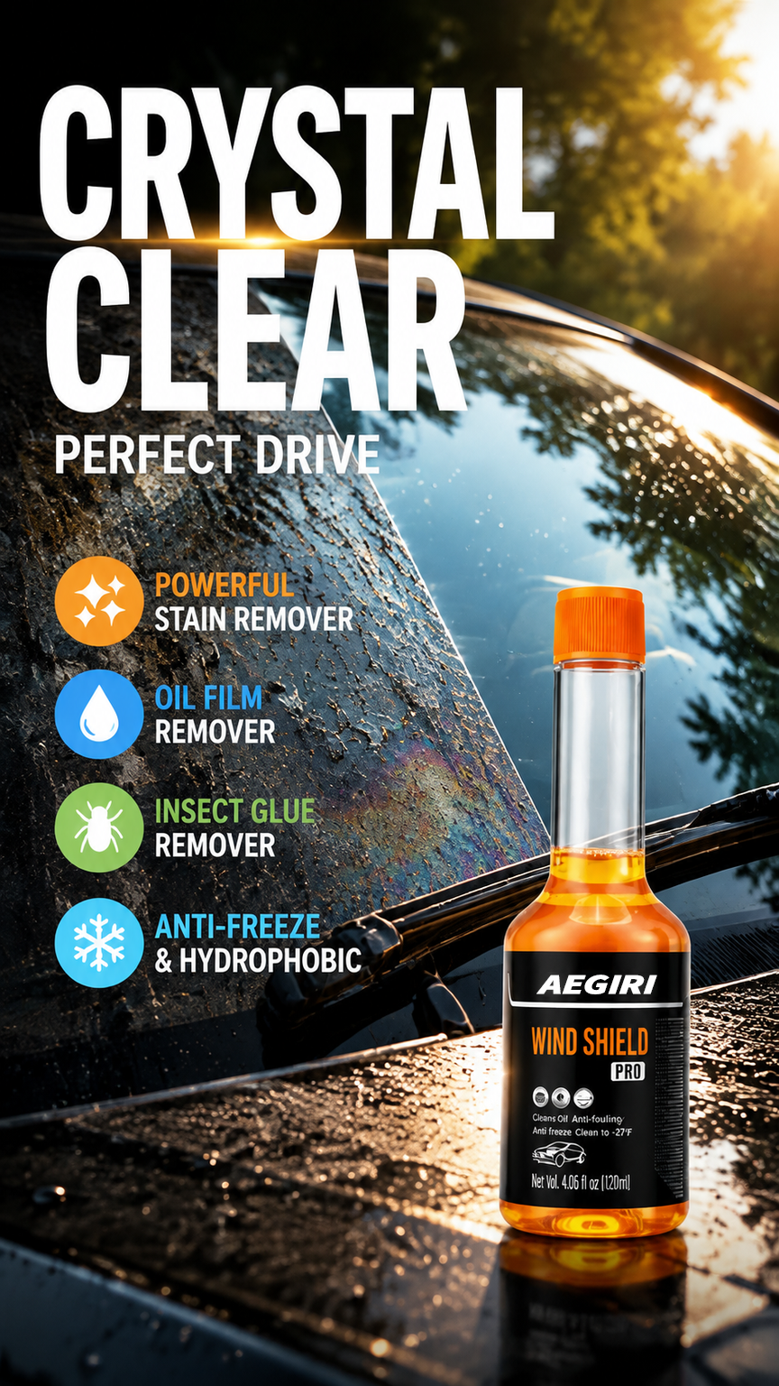 🚗5-in-1 Glass Cleaner – removes stains, oil film, insect glue, anti-freeze & hydrophobic. 💪