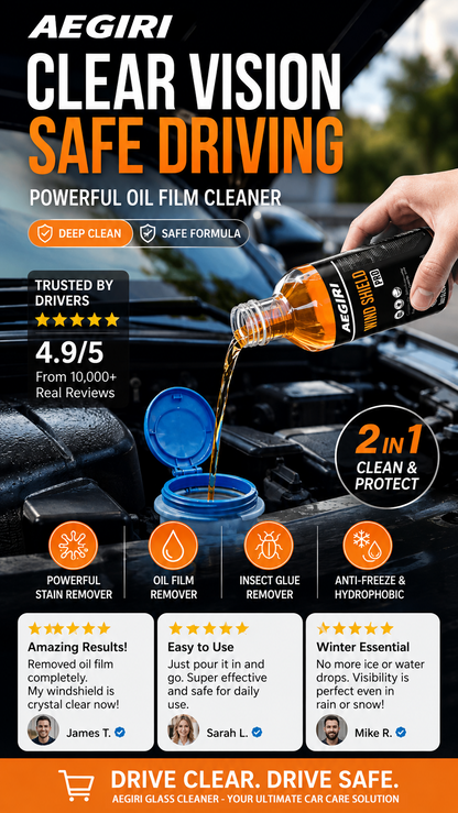 🚗5-in-1 Glass Cleaner – removes stains, oil film, insect glue, anti-freeze & hydrophobic. 💪