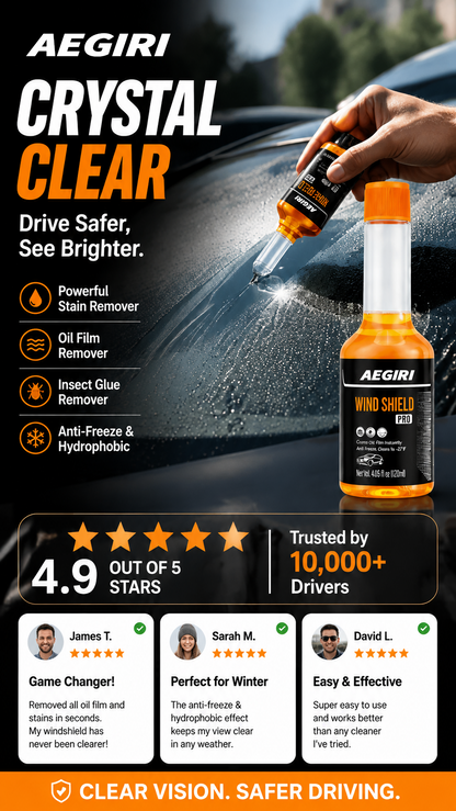 🚗5-in-1 Glass Cleaner – removes stains, oil film, insect glue, anti-freeze & hydrophobic. 💪