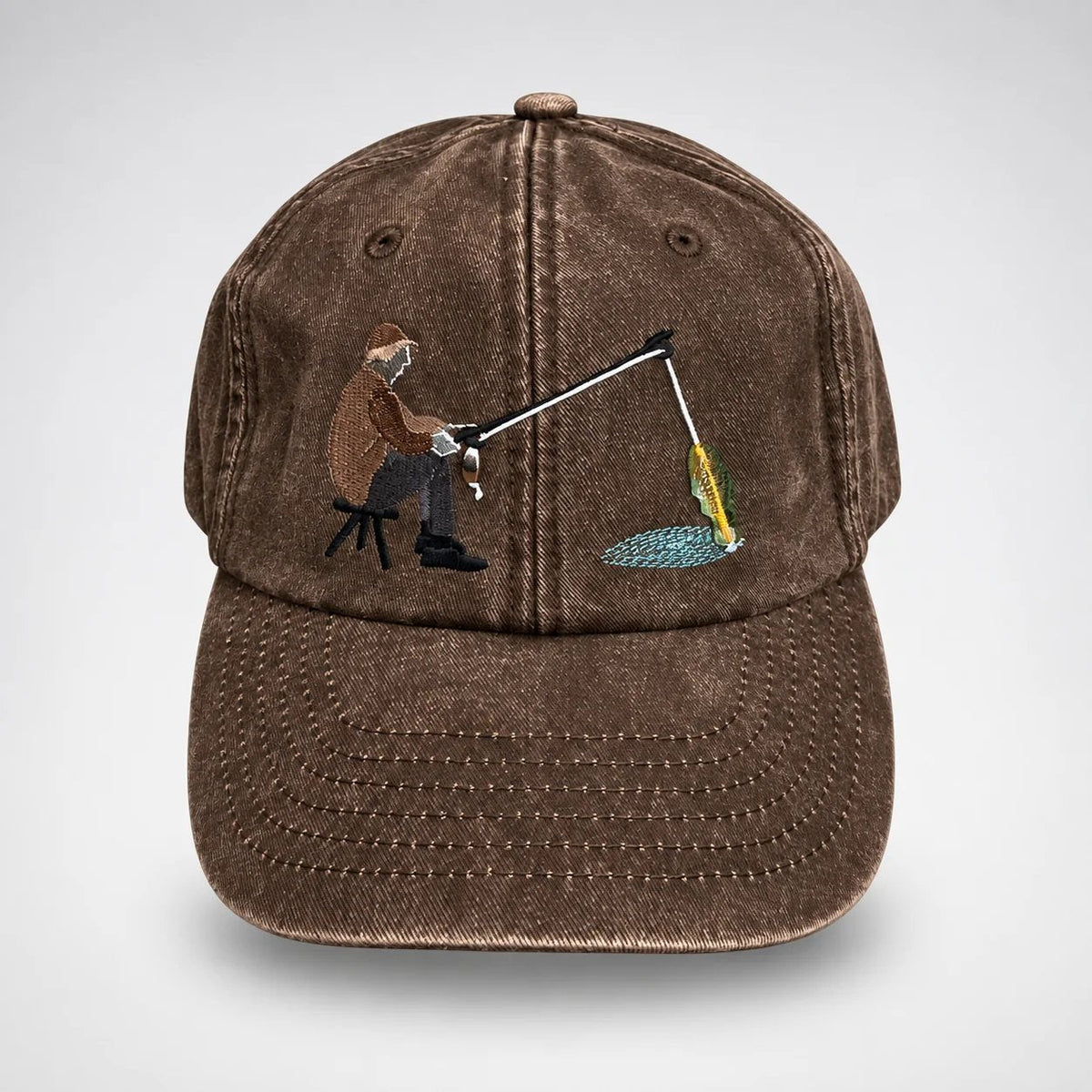 🧢 Catch of the Day Interactive Fishing Cap –🎁 Vintage Washed Moving Fish Hat