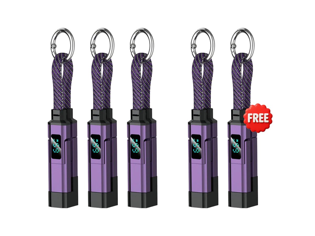 🔥4-in-1 Digital Display Keychain Charging Cable