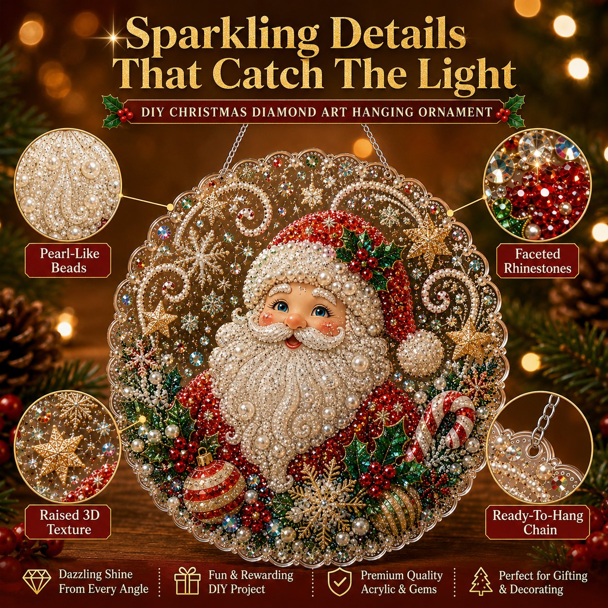 🎄 LIMITED TIME!! 49% OFF – ✨ Christmas Pearl Diamond Art Hanging Ornament Kit