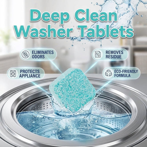 12 Count Washing Machine Cleaner Tablets - Fragrance-Free Pet Odor & Hair Remover