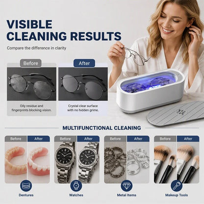 Multifunctional Ultrasonic Cleaner for Jewelry, Watches & Dentures, 3W Cordless Deep Cleaning
