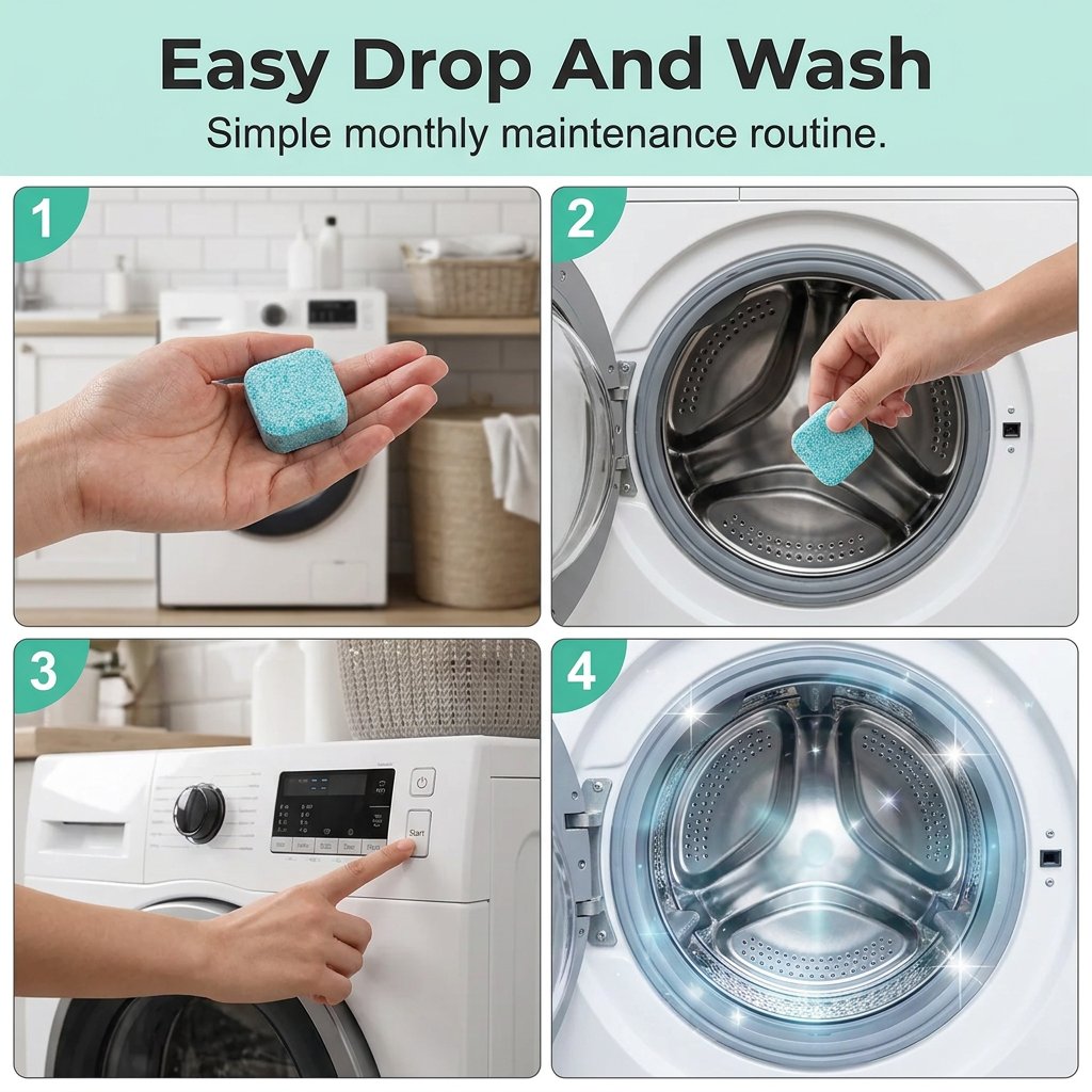 12 Count Washing Machine Cleaner Tablets - Fragrance-Free Pet Odor & Hair Remover