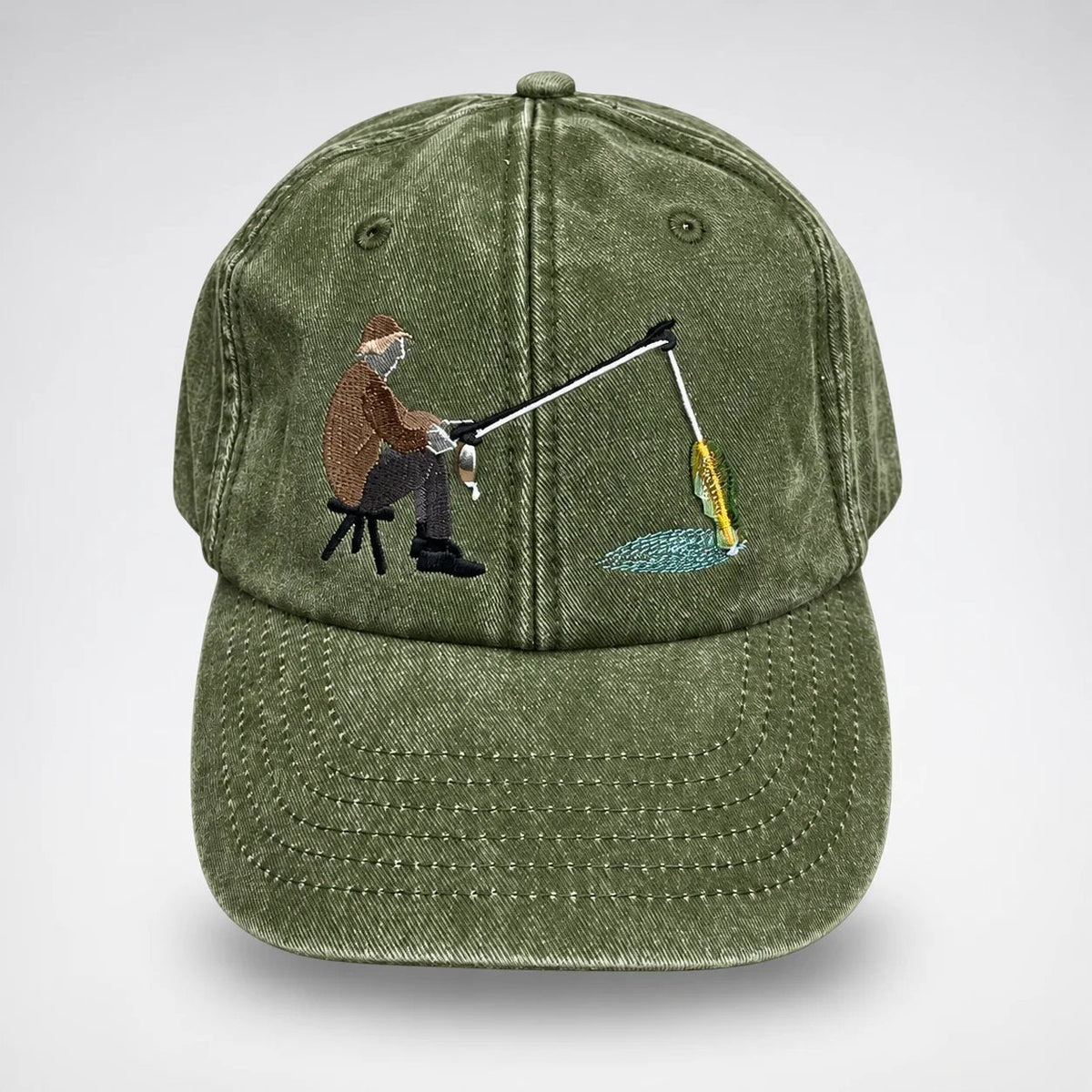 🧢 Catch of the Day Interactive Fishing Cap –🎁 Vintage Washed Moving Fish Hat