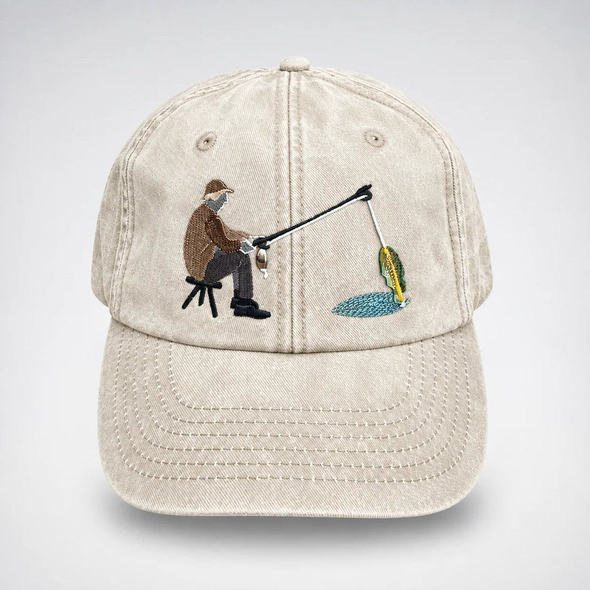 🧢 Catch of the Day Interactive Fishing Cap –🎁 Vintage Washed Moving Fish Hat