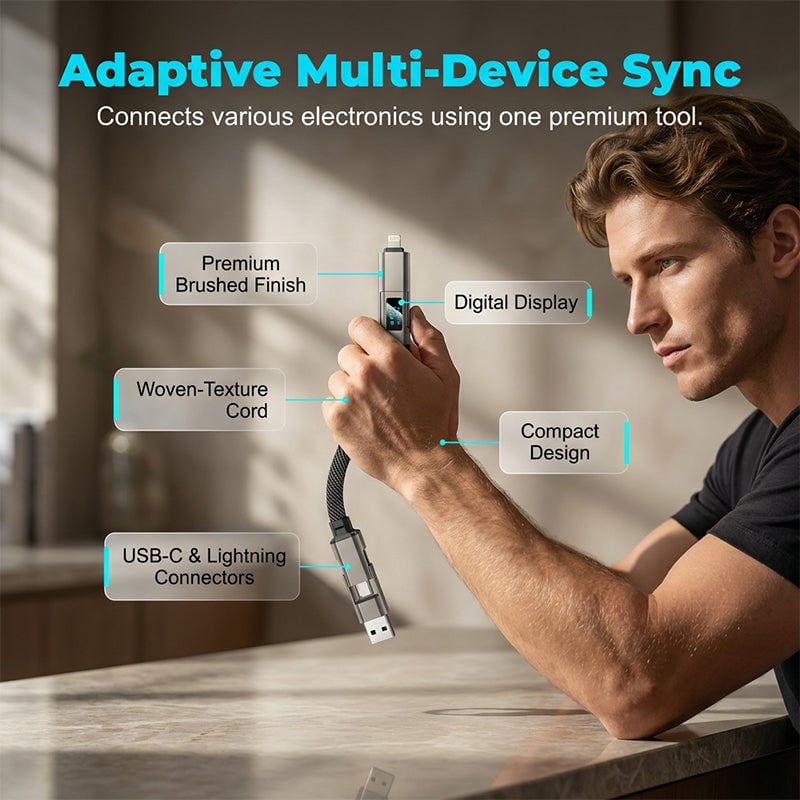 🔥4-in-1 Digital Display Keychain Charging Cable