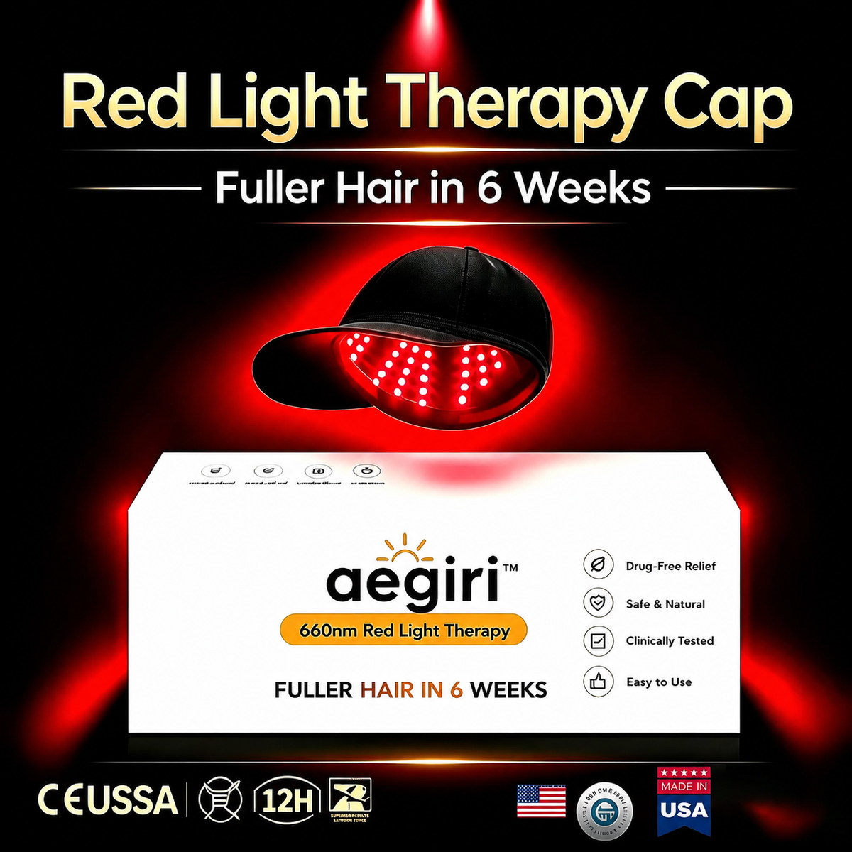 Aegiri Red Light Therapy Cap product presentation