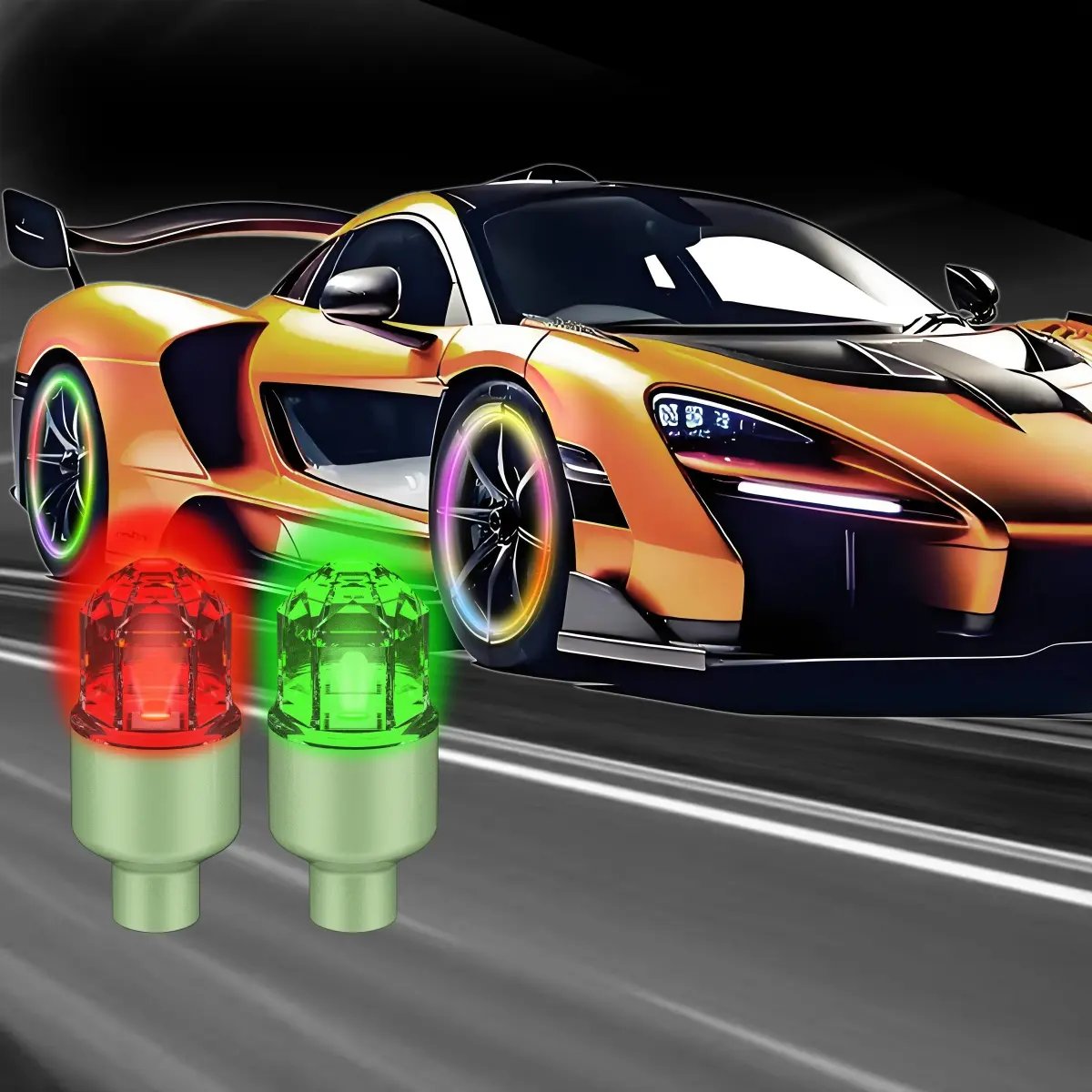 ✨ Motion-Activated LED Tire Valve Caps – TopSpire® Waterproof Auto-Glow Wheel Lights 🚗💥