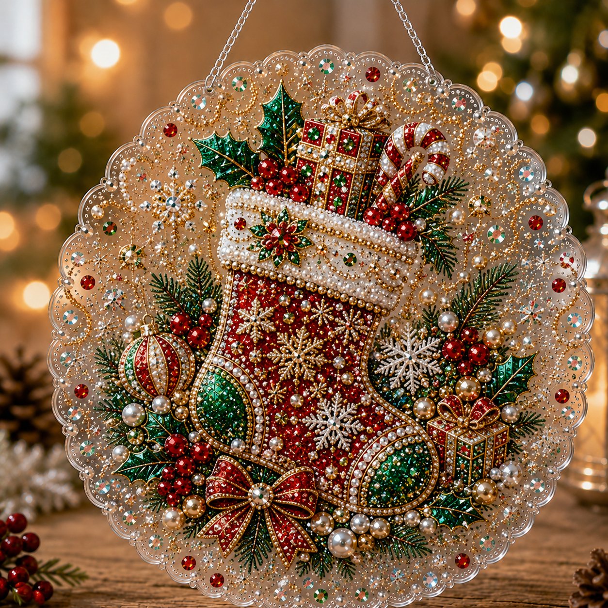 🎄 LIMITED TIME!! 49% OFF – ✨ Christmas Pearl Diamond Art Hanging Ornament Kit